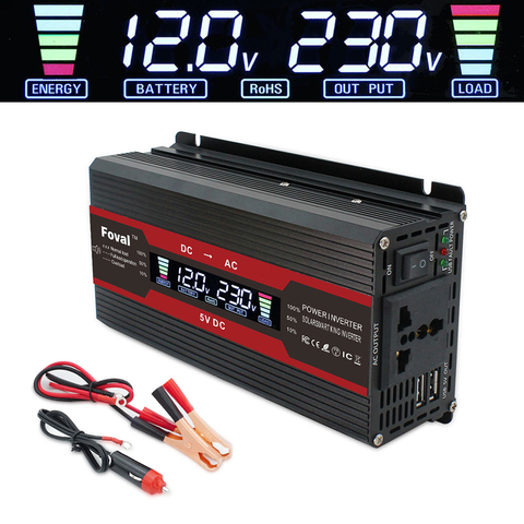 Inversor de corriente para coche, con pantalla LCD transformador de voltaje, accesorios automáticos, cc 12V a CA 220V 230V 240V 1500W/2000W/2600W ► Foto 1/6