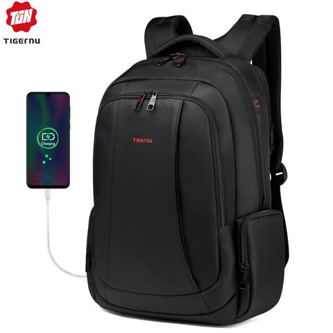 Mochila de nailon a prueba de salpicaduras de Tigernu mochilas para hombres y mujeres para portátil de 15,6 