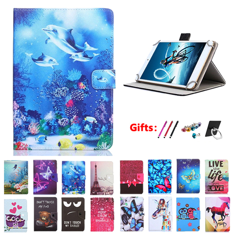 Cubierta Universal para tableta de 8 pulgadas, funda de cuero PU con estampado de dibujos animados para huawei 3708/3718 3G/WIZE 3418/3518 4G + regalo ► Foto 1/5