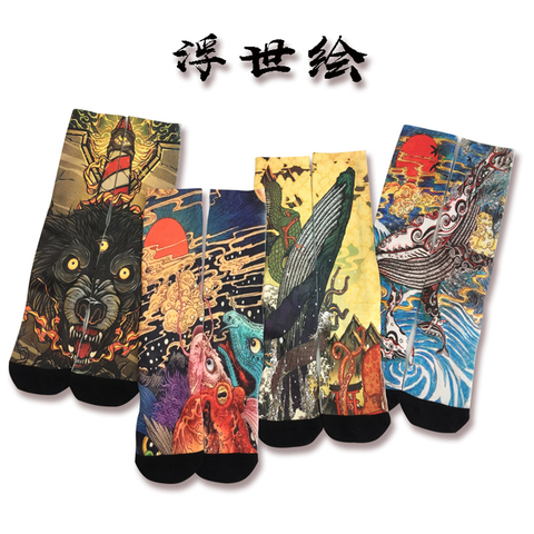 Ukiyo-e-calcetines de estilo japonés para hombre y mujer, calcetín Vintage, Haori, carpa, Samurai, Geisha, Kimono, 17 colores, 2022 ► Foto 1/6