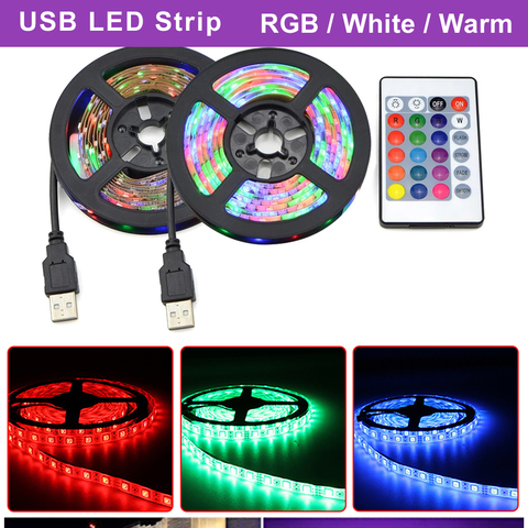 Tiras de LED USB SMD2835 luz iluminación de fondo de TV adaptador de 5V de decoración de escritorio de Navidad lámpara para 50CM 1M 2M 3M 4M 5M ► Foto 1/6