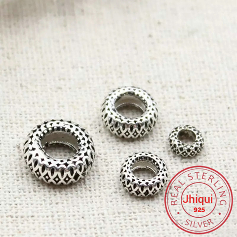 Cuentas espaciadoras Retro de plata de ley 925 auténtica para pulsera DIY, collar, cuentas sueltas, accesorios de joyería fina ► Foto 1/5