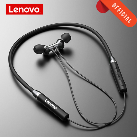 Lenovo-Auriculares inalámbricos con Bluetooth 5,0, receptor inalámbrico y magnético con banda para el cuello, IPX5, con micrófono y cancelación de ruido ► Foto 1/6
