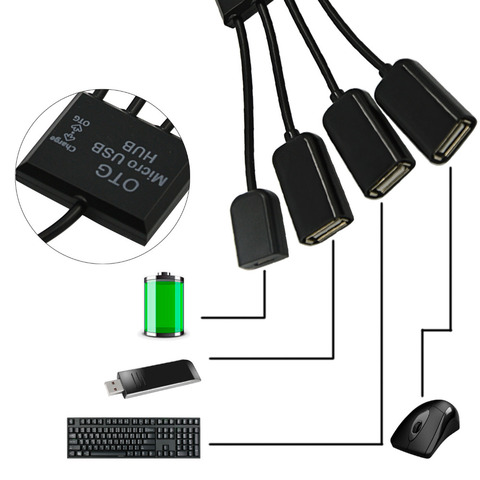 VONETS-conector 4 en 1 Micro USB OTG HUB Hab para Smartphone, ordenador, portátil, tableta, PC, Accesorio de Cable de carga de alimentación ► Foto 1/6