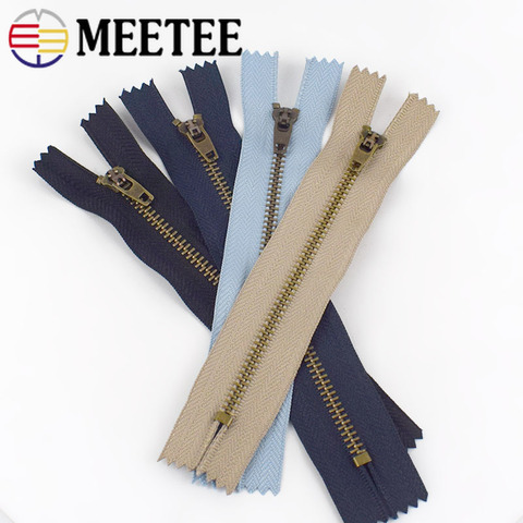 Meetee-bolsas de pantalones con cremallera de Metal, 10/13/15/18cm, cierre automático, decoración, accesorios de costura de ropa DIY, ZA025, 4 #, 10 Uds. ► Foto 1/6