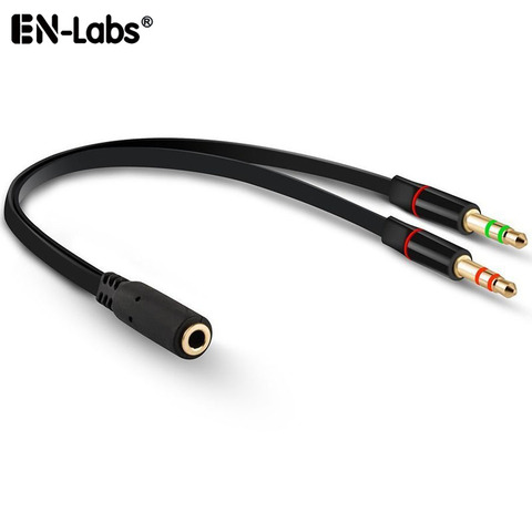 Adaptador TRRS de 3,5mm, miniconector de 3,5mm, 2 macho, 1 hembra, 4 pines, divisor de micrófono de Audio estéreo, Conector de toma de Cable plano a 2 de 3 pines ► Foto 1/4