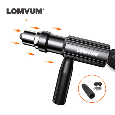 LOMVUM-pistola remachadora eléctrica, adaptador de remachado para taladro eléctrico inalámbrico, pistola remachadora con mango, tuerca remache de aluminio ► Foto 1/5