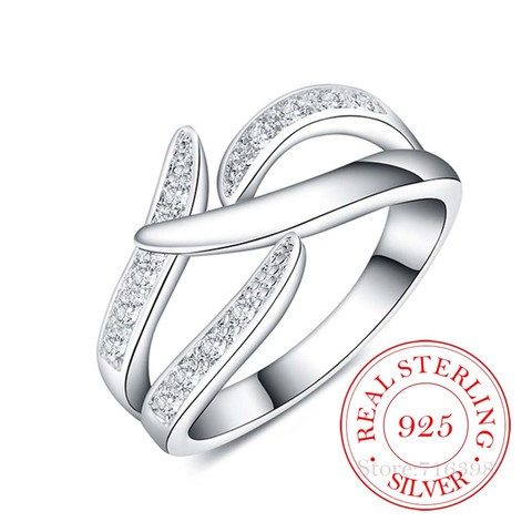 Alta-calidad Plata de Ley 925 auténtica Anillos para las mujeres Mujer creativa de cristal Cz anillo infinito Bague Argent 925 Anillos de Mujer ► Foto 1/5