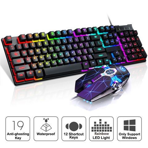 Teclado para juegos iMice, 7 colores, retroiluminado con LED, USB, con cable, teclado para gamers, teclado profesional para juegos, PC, escritorio, ordenador portátil ► Foto 1/6