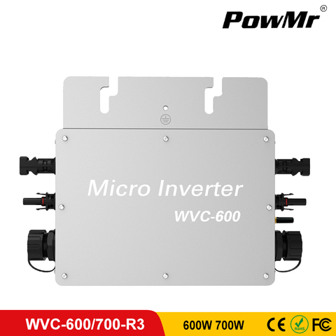 Inversor de onda sinusoidal pura WVC, conexión a red inalámbrica, Micro Solar MPPT, 600W/700W, 36-50V de CC a AC120V/230VAC, con comunicación WIFI IP65 ► Foto 1/5