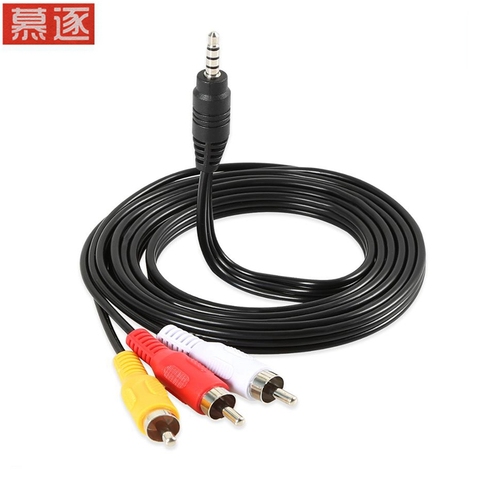 Conector Jack macho a 3 RCA de 1,5 M y 3,5mm, adaptador de alta calidad de 3,5 a RCA, Cable AV de Audio y vídeo para altavoz, portátil, DVD y TV ► Foto 1/6