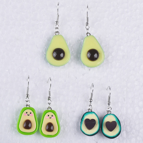 Pendientes de resina de cerámica para mujer, pendientes de aguacate con forma de corazón, fruta, kawaii, para la oreja, adorno de joyería para niña ► Foto 1/6