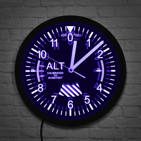 Reloj de pared moderno medidor de altitud, altímetro LED de neón, seguimiento de piloto, avión, medición de altitud, regalo de broma ► Foto 1/6