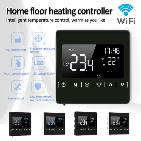 Termostato de pantalla táctil LCD AC85-240V, controlador de temperatura inteligente para agua, eléctrico, para suelo, caldera a Gas para calefacción ► Foto 1/6