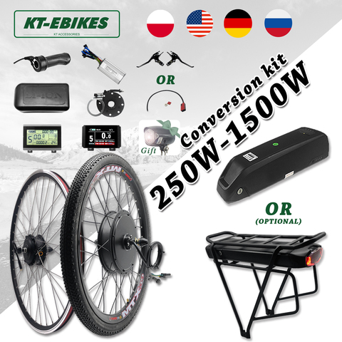 EBike Kit 36V 500W 48V 750W 1000W 1500W delantero trasero e-bike eje Motor bicicleta eléctrica Kit de conversión de bicicleta con batería ► Foto 1/6