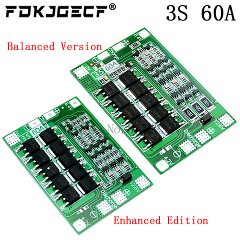 Placa de protección de batería para batería de ion de litio, mejora/equilibrio 3S 60A BMS/Li-ion 12,6 V 18650 BMS PCM, cargador de batería 18650 ► Foto 1/3