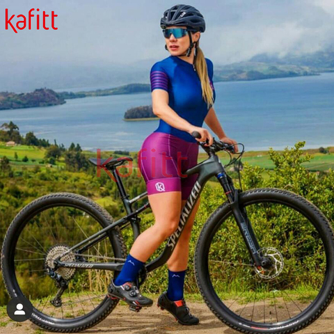 KAFITT-traje de triatlón profesional para mujer, traje de Ciclismo de manga corta, medias, Maillot, mono de Ciclismo ► Foto 1/6