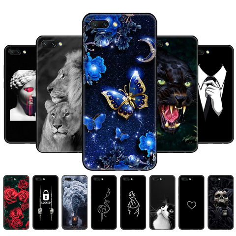 Funda trasera de tpu de silicona blanda para móvil, carcasa protectora de tpu negra con estampado para huawei honor 10 ► Foto 1/6