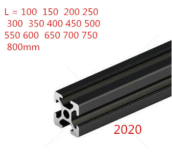 Extrusión de perfil de aluminio anodizado, carril lineal de 2022-100mm de longitud para impresora 3D CNC, negro, 1 ud., 800 ► Foto 1/5