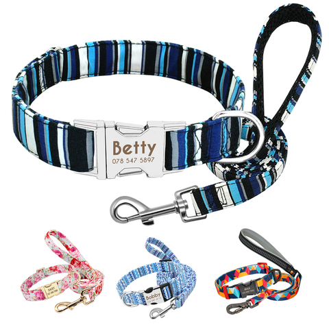 Collar de nailon personalizado para perro, reflectante, placa de etiqueta de identificación grabada para perros pequeños, medianos y grandes, Pitbull Pug ► Foto 1/6