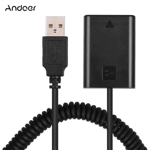 Andoer 5V USB NP-FW50 set de batería ficticia adaptador de acoplador con resorte Flexible Cable para Sony A7 A7II A7R A7S A7RII ILDC Cámara ► Foto 1/6