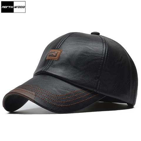 NORTHWOOD-Gorra Snapback de piel sintética para hombre y mujer, sombrero de Gorra de béisbol de cuero para otoño e invierno, unisex ► Foto 1/6