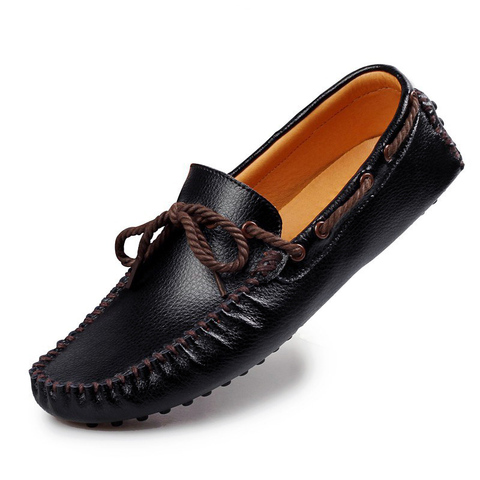 Mocasines de estilo británico para hombre, zapatos informales con cordones de corte bajo, de cuero genuino, a la moda, para otoño, venta al por mayor ► Foto 1/6