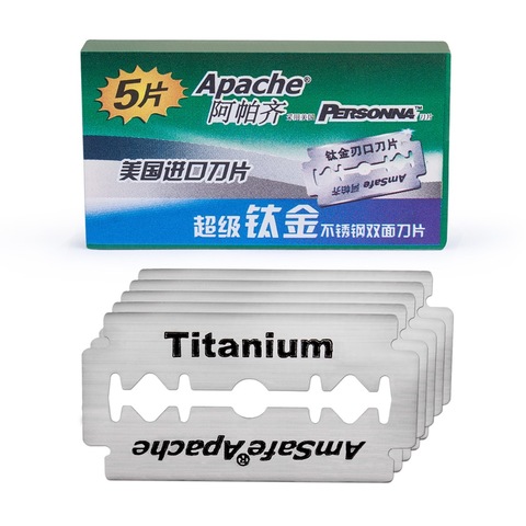 Apache doble filo hoja de afeitar de seguridad clásica hoja de afeitar de seguridad recta hoja de titanio hecho hoja de EE. UU., 10 piezas ► Foto 1/6