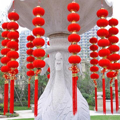 Linternas Rojas de flocado pequeño de 3cm, decoración del banquete de boda, regalo artesanal, faroles de plástico, decoración de Año Nuevo, 30 unidades/lote ► Foto 1/6