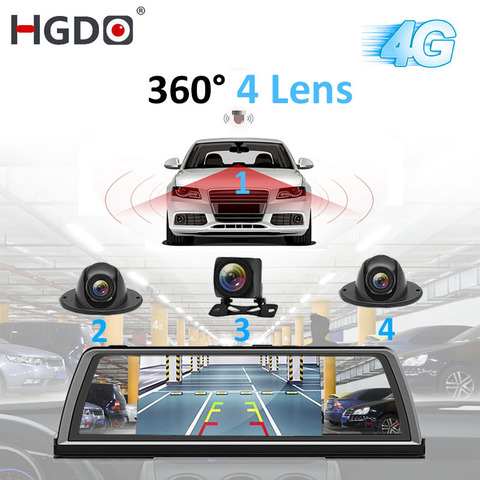 HGDO-retrovisor DVR con cámara de salpicadero para coche, espejo retrovisor multimedia de 10 pulgadas, 4 núcleos, Android, cámara de salpicadero, FHD, 1080P ► Foto 1/6