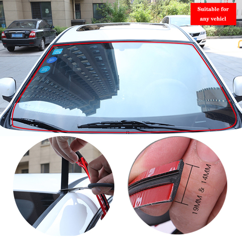 Tiras de sellado para coche, adhesivo Protector de sello automático, borde del parabrisas, sello de goma para techo, accesorios de aislamiento acústico, sellador de ventana, 2M ► Foto 1/6