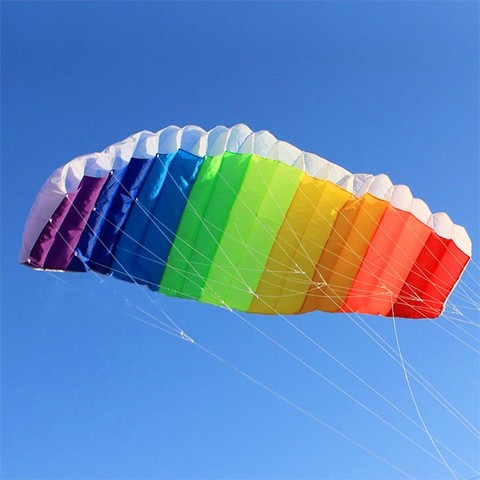 Envío Gratis línea dual gran parapente cometas Arco Iris volar deportes playa cometa bar nylon juguetes al aire libre kitesurf ikite fábrica ► Foto 1/6