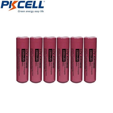 6 uds PKCELL Bateria 18650 de la batería de 3,7 V 2200mAh ICR 18650 recargable de baterías Li-Ion de la batería de litio ► Foto 1/4