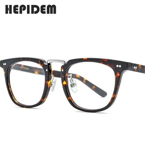 HEPIDEM-monturas de óptica de acetato para hombre y mujer, gafas de sol cuadradas Retro para mujer, anteojos recetados, 9126 ► Foto 1/6