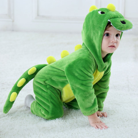 Umorden-Disfraz de dinosaurio Kigurumi Green para bebé, Mono para niño pequeño, mono de franela, cómodo ► Foto 1/6
