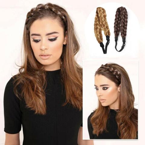 Diademas de pelo sintético para mujer, accesorios para el cabello para boda, novia, elástico, trenzas para mujer, cabeza Bohemia, I1B1 ► Foto 1/6