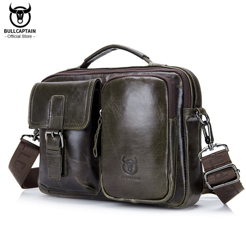 BULLCAPTAIN 2022 nuevo zurriago de moda masculina cartera comercial hombres del cuero del mensajero del bolso casual de negocios bolso estilo ► Foto 1/6