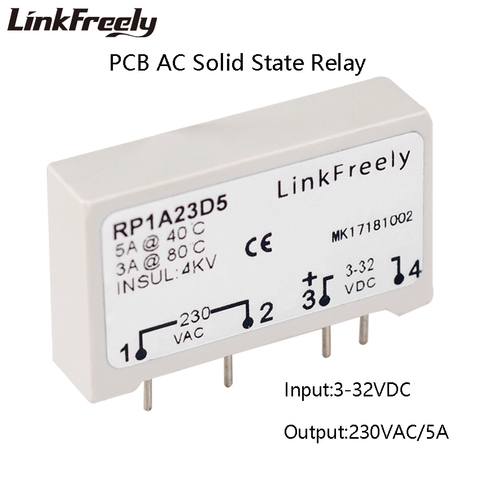 Mini módulo de relé de estado sólido PCB, Control de CC, CA, 3V, 5V, 12V, 24V de CC, voltaje de entrada, 1 fase, conmutación Zero, relé SSR, 4 pines, 230V/480V ► Foto 1/6