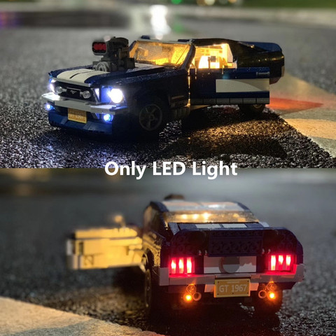 Luz LED única para CREATOR Ford Mustang GT500 1967 1960, Kit de bloques de construcción, bloques, modelos de juguetes clásicos 10265 21047 ► Foto 1/6