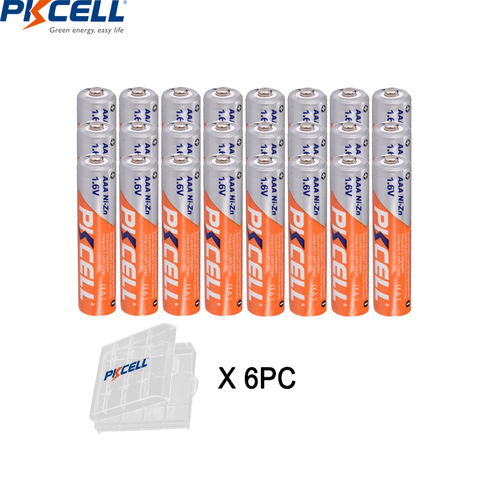 PKCELL-pilas recargables AAA NIZN, 900mWh, 1,6 V, ni-zn AAA, con 6 unidades, soporte caja batería, 24 Uds. ► Foto 1/6