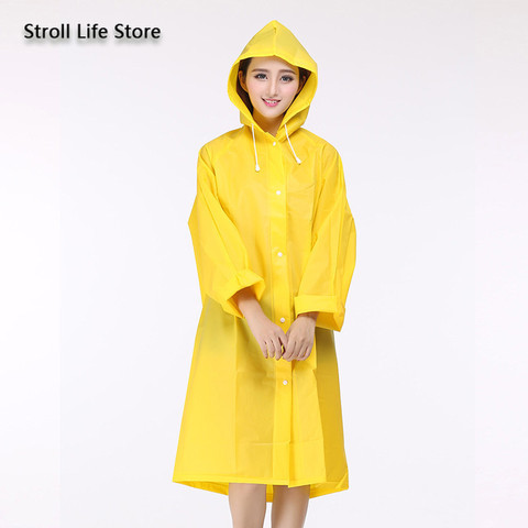 Chubasquero de plástico translúcido para Mujer, Poncho de lluvia transparente, impermeable, color amarillo, para exteriores ► Foto 1/6