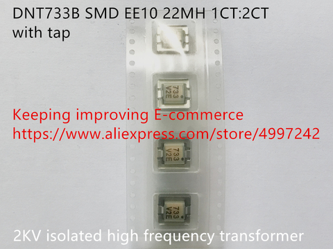 Transformador de alta frecuencia aislado, 100% DNT733B SMD EE10 22MH 1CT:2CT con grifo 2KV ► Foto 1/1