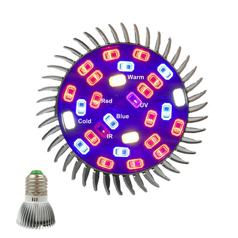 Luz LED E27 de espectro completo para cultivo de plantas, lámpara led E27 de espectro completo para cultivo de plantas, 28LED, rojo, azul, UV IR, lámpara led para cultivo hidropónico de flores y plantas ► Foto 1/6