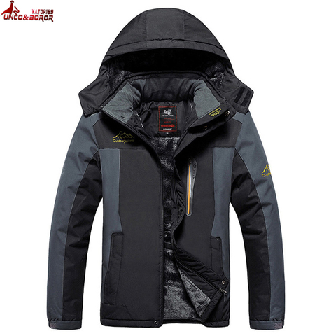 Chaqueta de invierno de talla grande para hombre, prendas de vestir, forro de lana grueso, acolchada de algodón, parka, abrigo impermeable, 6XL,7XL,8X,9XL ► Foto 1/6