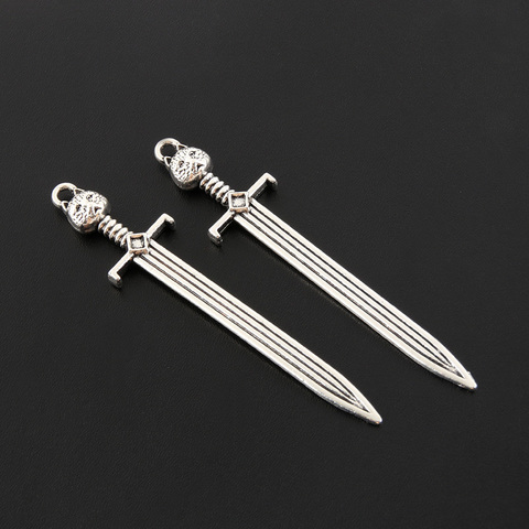 Cuchillo de Metal con forma de espada para hacer joyas, accesorios hechos a mano, Color plateado, 8 Uds. ► Foto 1/5