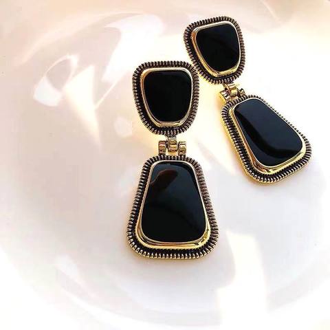 Pendientes con estilo Vintage negro geométrico para mujer, aretes con personalidad, diseño superior, joyería al por mayor ► Foto 1/6