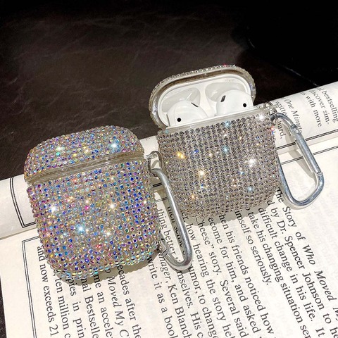 Funda protectora de lujo 3D para Apple Airpods 2 1, accesorios para auriculares inalámbricos con diamantes brillantes, funda rígida ► Foto 1/6