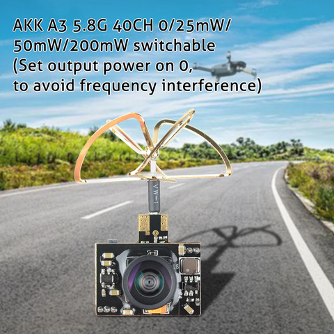 AKK A1 Mini 5,8 GHz 40CH 25 MW FPV transmisor Raceband 600TVL FPV Micro AIO cámara con antena trébol para FPV sistema de cámara ► Foto 1/5