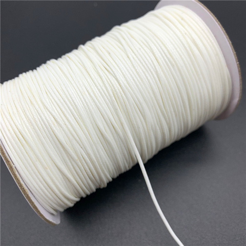 Cuerda de algodón encerado, cuerda de rosca de 0,5mm, 0,8mm, 1mm, 1,5mm, 2mm, color blanco, para fabricación de joyas ► Foto 1/2