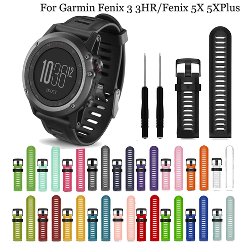 Correa de silicona colorida para deporte al aire libre, correa de muñeca informal, reloj de repuesto, pulsera para Garmin Fenix 3 3HR, banda de reloj de 26mm ► Foto 1/6